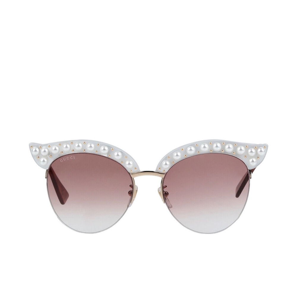 NEW GUCCI GG0212S Cat Eye Sunglasses Logo Beaded Tortoiseshell Made in Italy